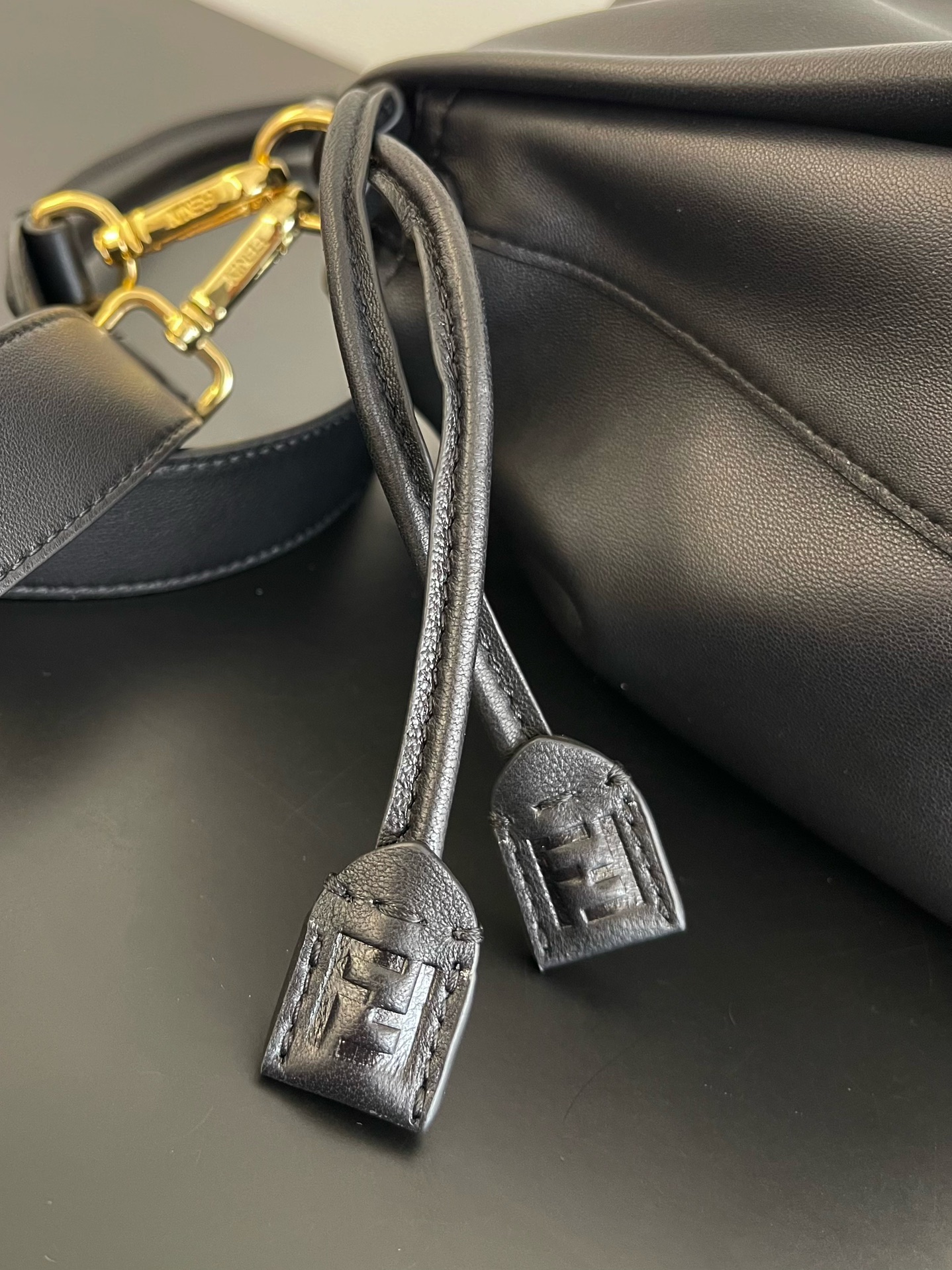 Fendi Mamma Baguette Large Black Nappa Leather Bag 31.5cm
