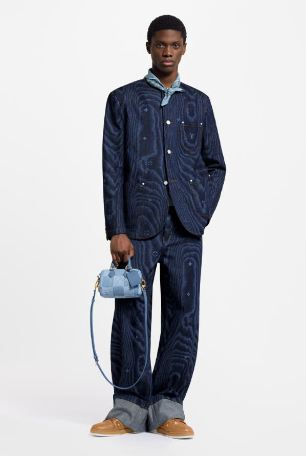 LOUIS VUITTON 1AHUXO Chic Collarless Denim Jacket