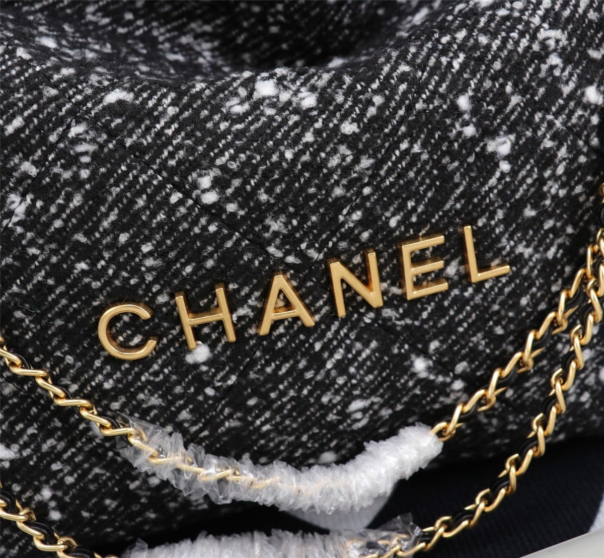 Chanel 22 Handbag Denim Gold And Dark Gray 40Cm/15.7in