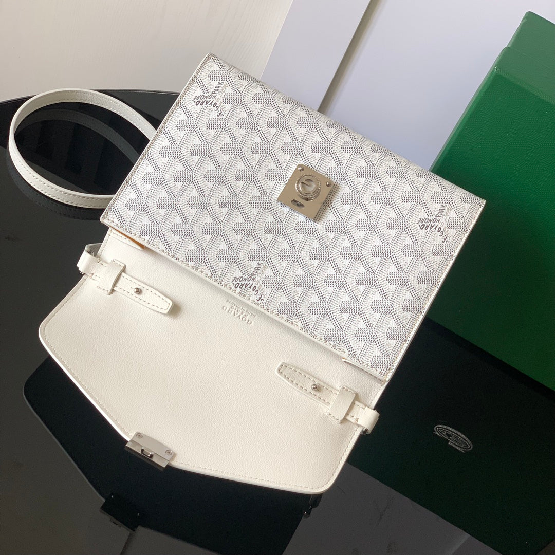 Goyard Chypre Wallet-Pouch 21cm White Goyardine Canvas And Calfskin