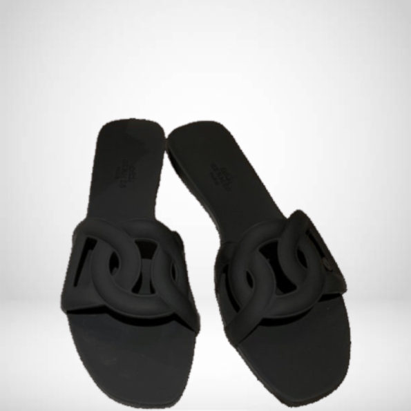 HERMES BLACK ALOHA SANDAL