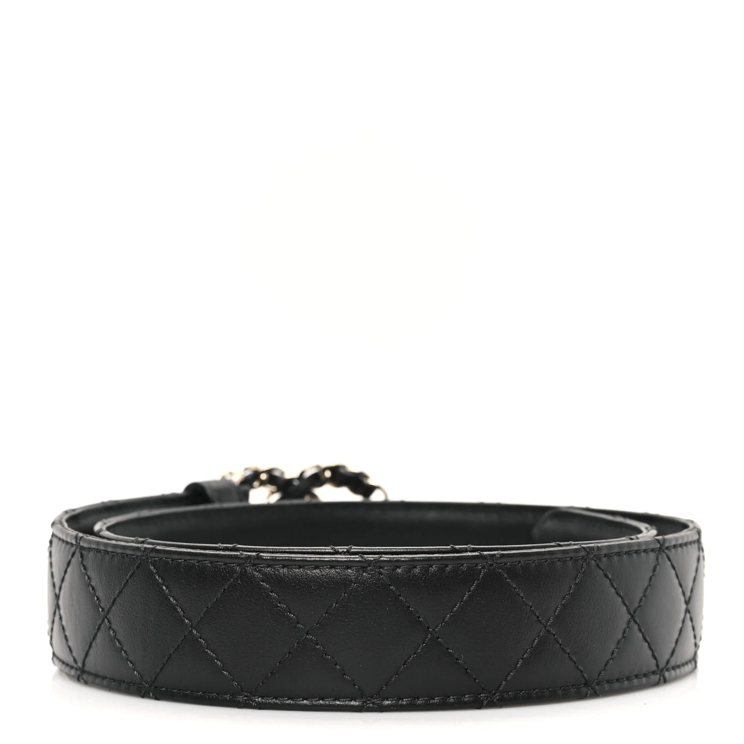 Calfskin Quilted CC Chain Belt 70 28 Black