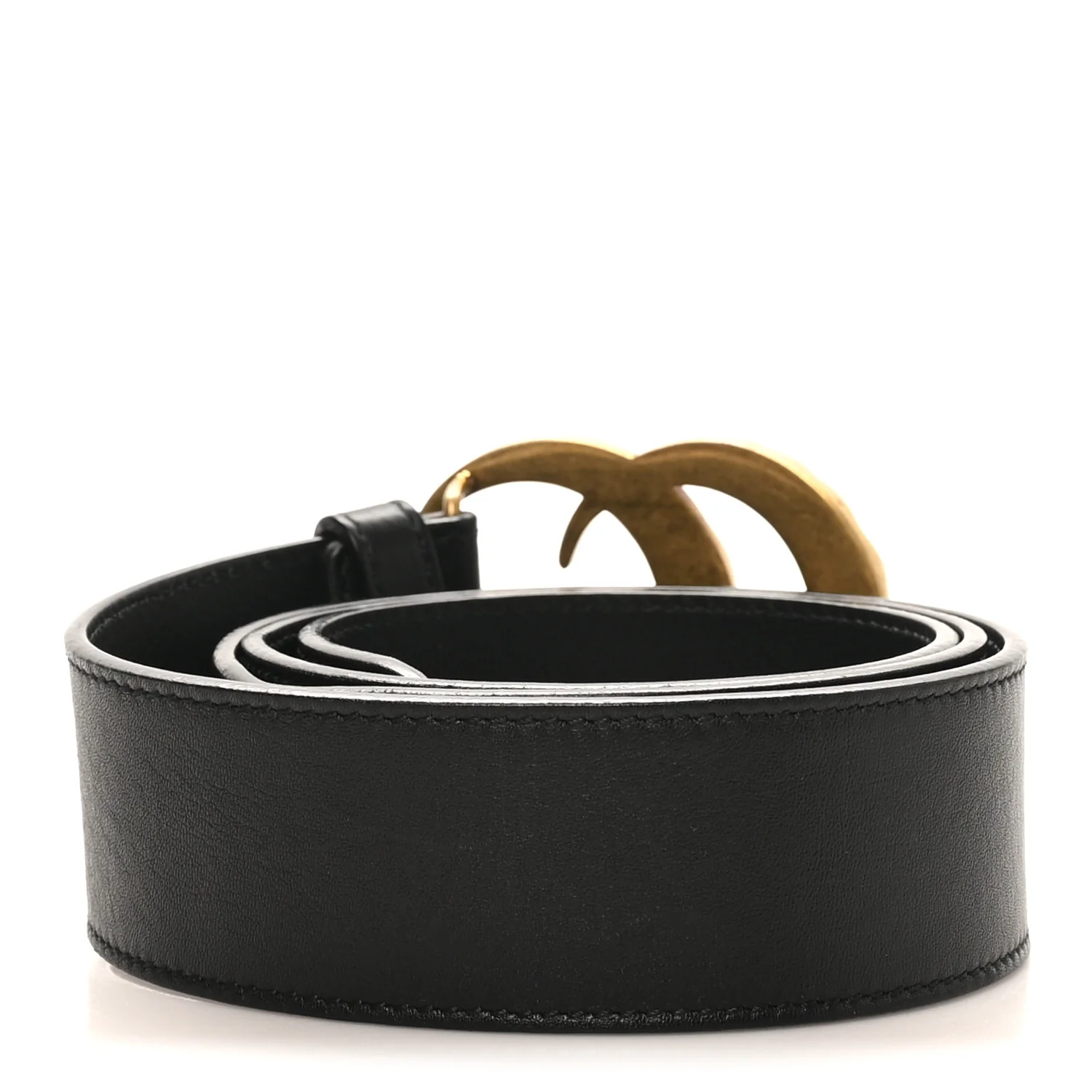 Moon Calfskin Pearl Double G 40mm Belt 90 36 Black Cream