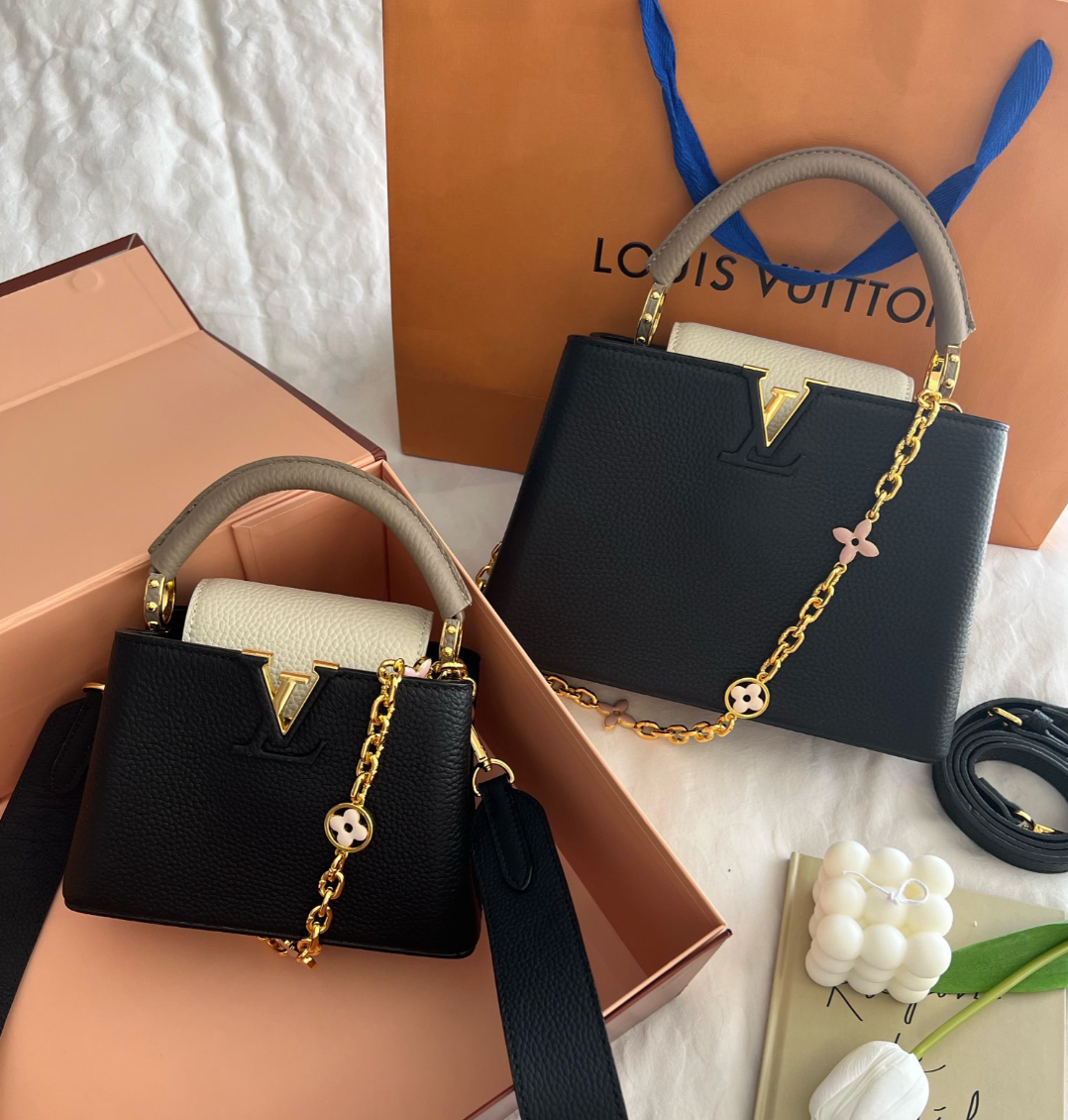 Louis Vuitton Capucines Taurillon Cowhide Black And Grey 27Cm M20708
