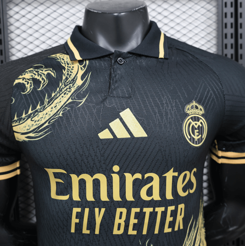 2024/2025 Player Version Real Madrid Chinese Dragon Black Football Shirt 1:1 Thai Quality