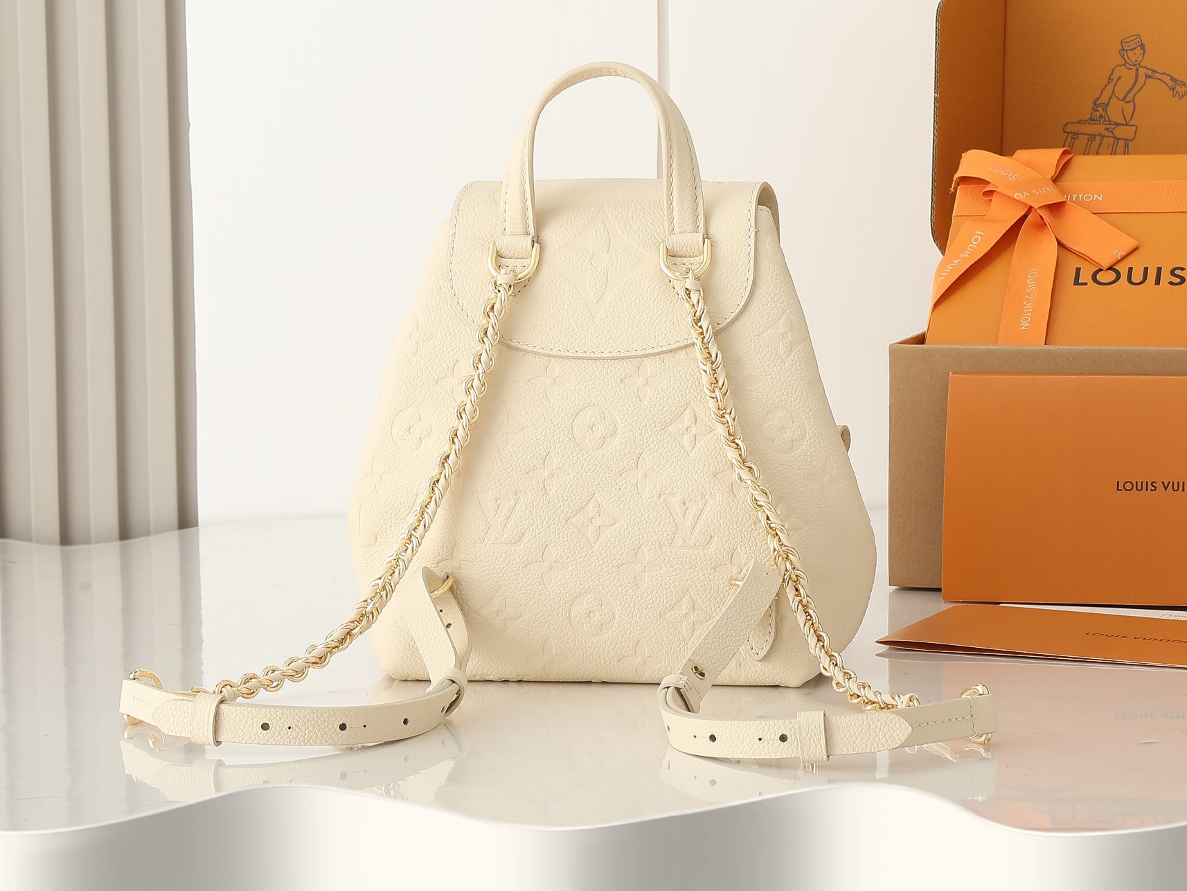 Louis Vuitton Backup Backpack – Monogram Empreinte Leather Cream M47106 22cm/ 8.7cm
