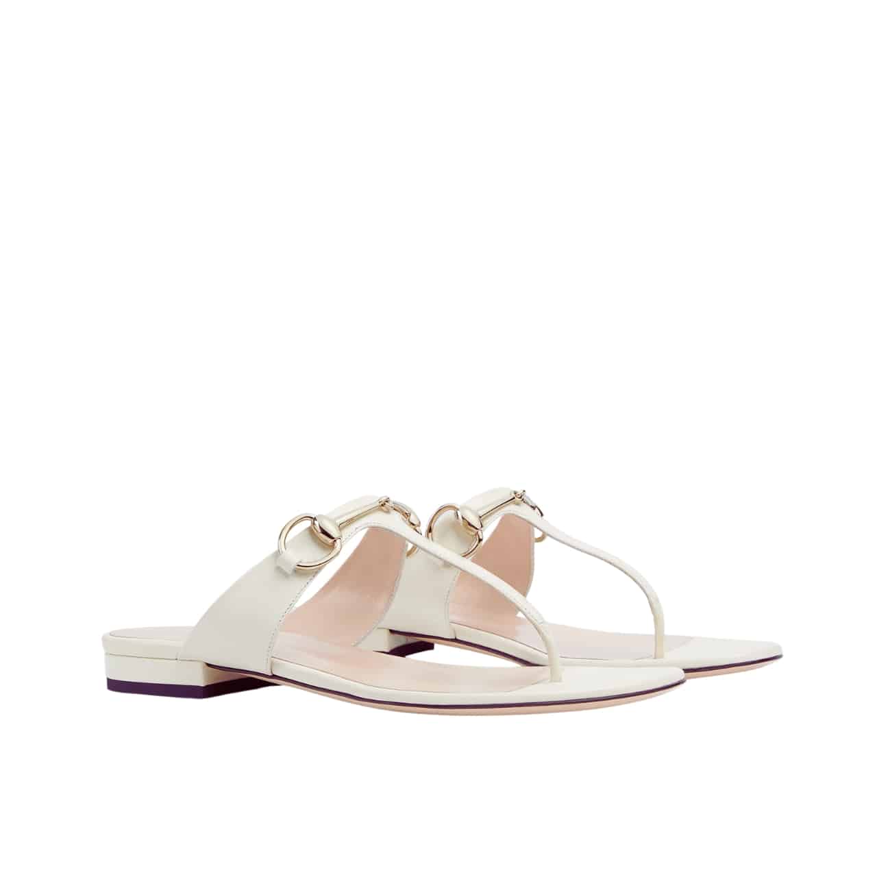 Gucci Women’S Thong Sandal With Horsebit Ivory 816590 C9D00 9540
