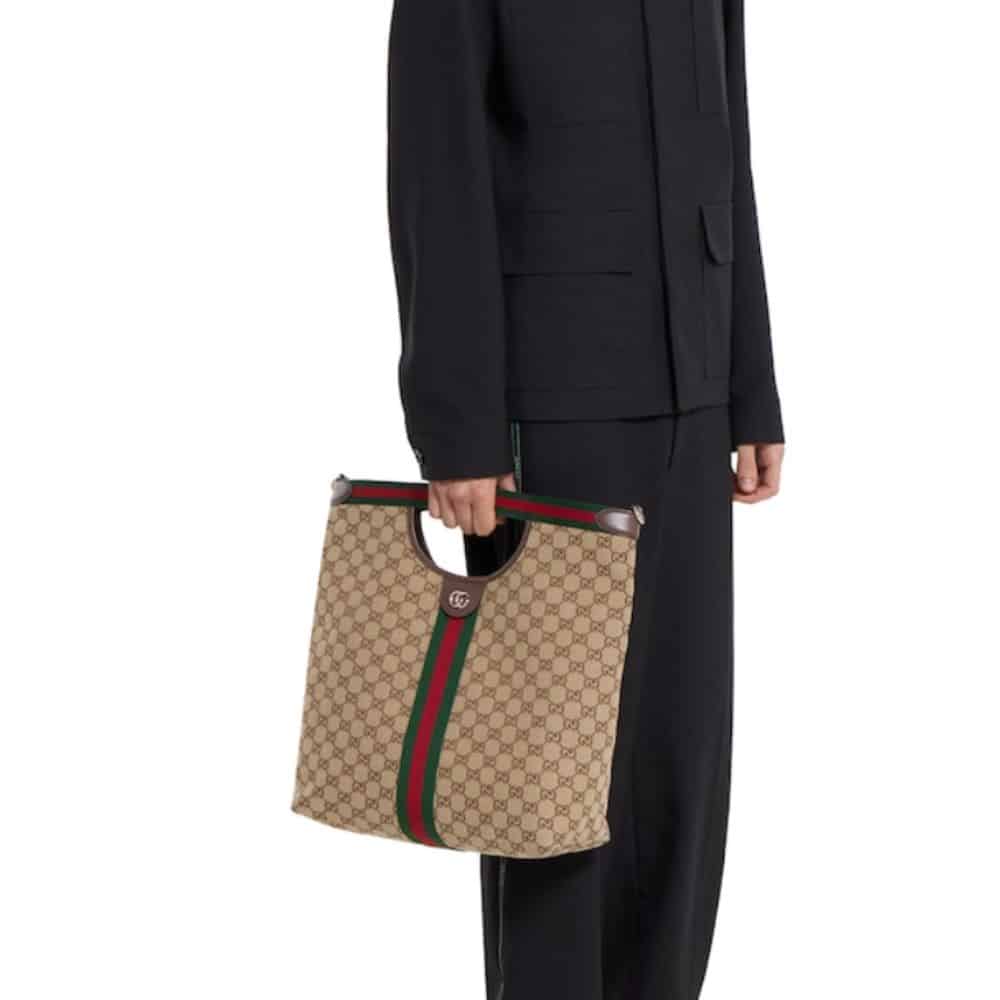 Gucci Giglio Large Tote Bag Beige And Brown GG Canvas 36Cm 865452 FAFZE 9871