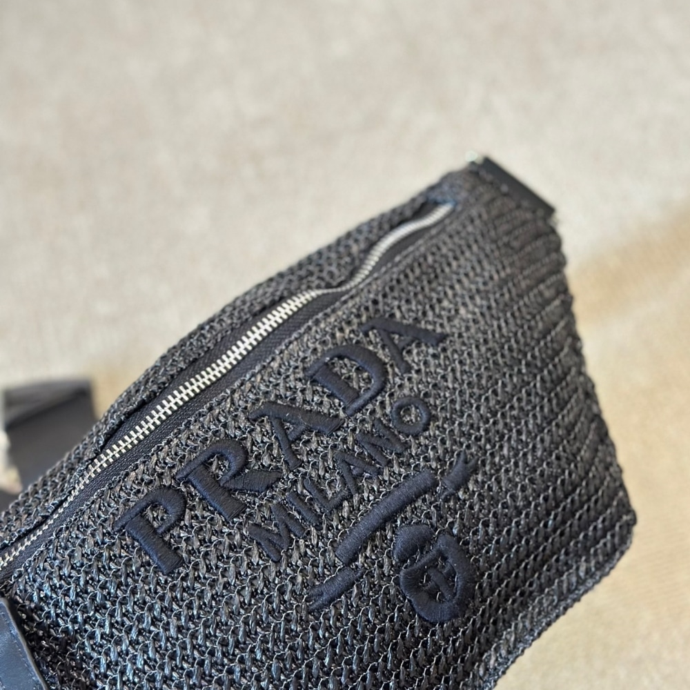 Prada Crochet Belt Bag Black 30Cm