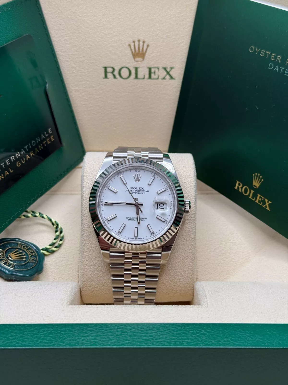 【Super Clone】RLX  Datejust 41mm  White Index Oyster Stainless Steel Men’s Watch - 126334