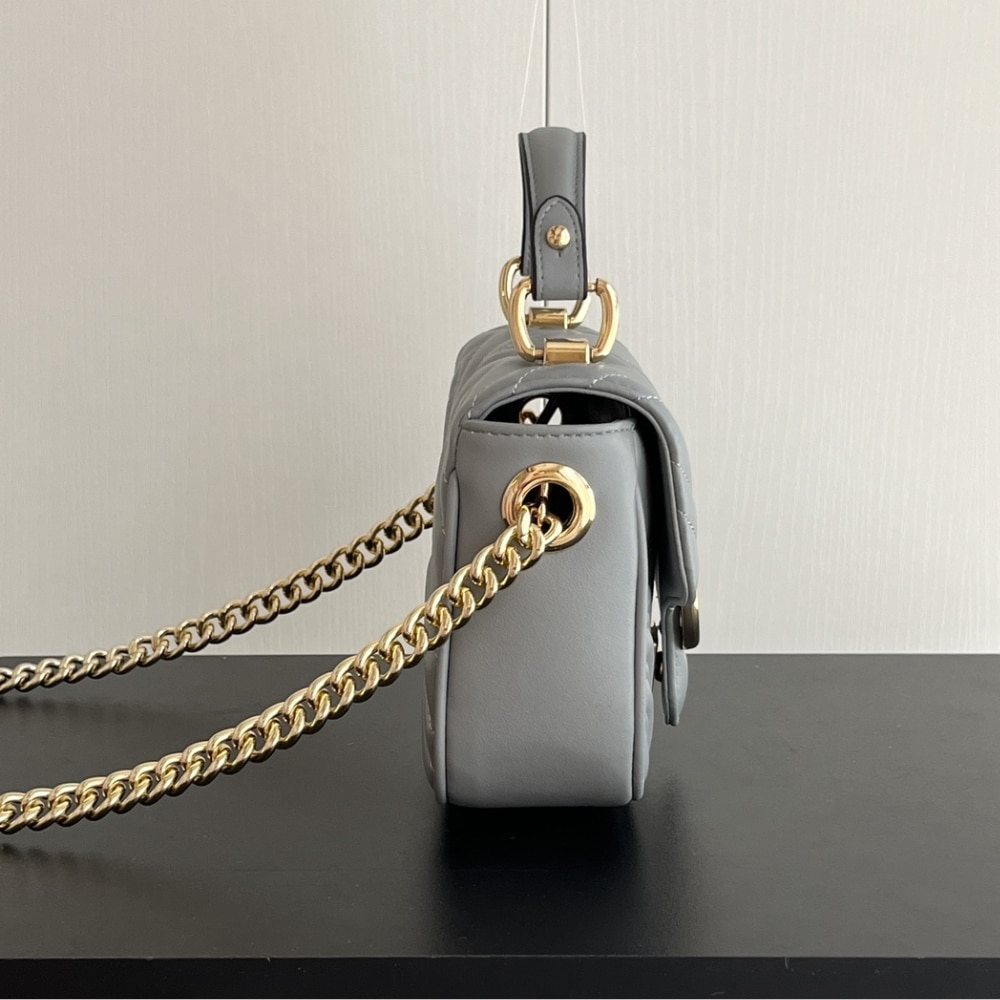 Gucci Gg Marmont Mini Shoulder Bag Grey 17cm