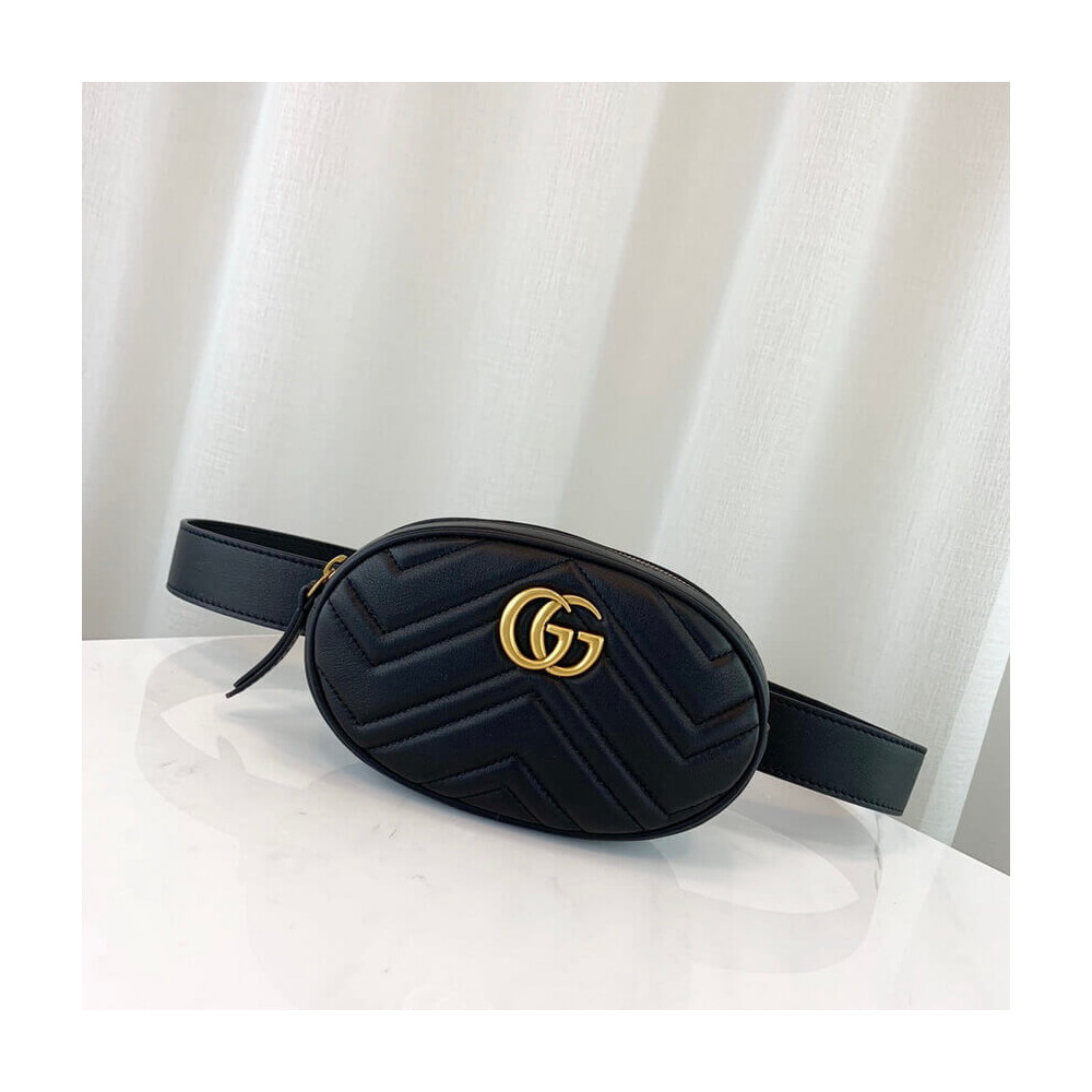 Gucci GG Marmont Matelasse Leather Belt Bag Black