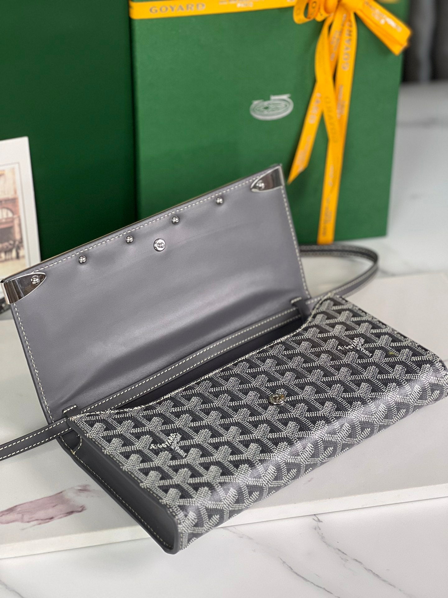 Goyard Monte-Carlo Pm Clutch 25 Cm Gray Goyardine Canvas
