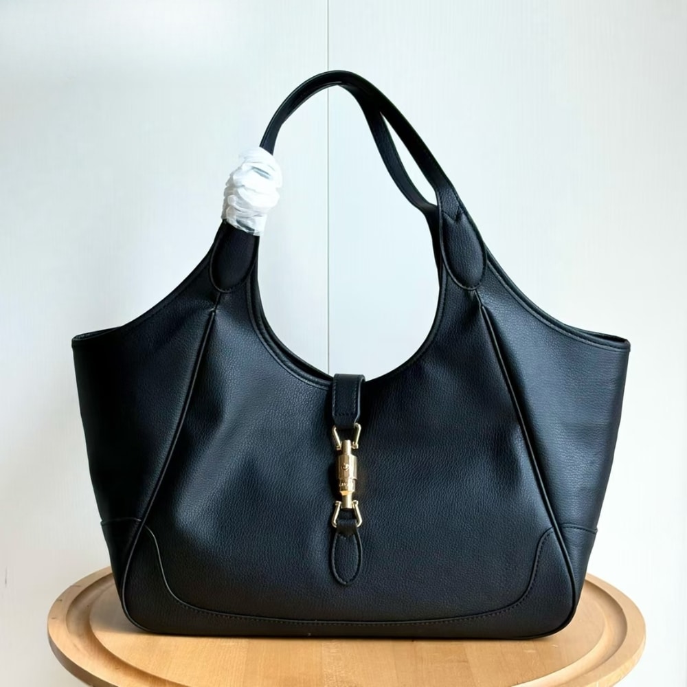 Gucci Mercato Medium Tote Bag Black Leather 35cm 866645 AAGIA 1000