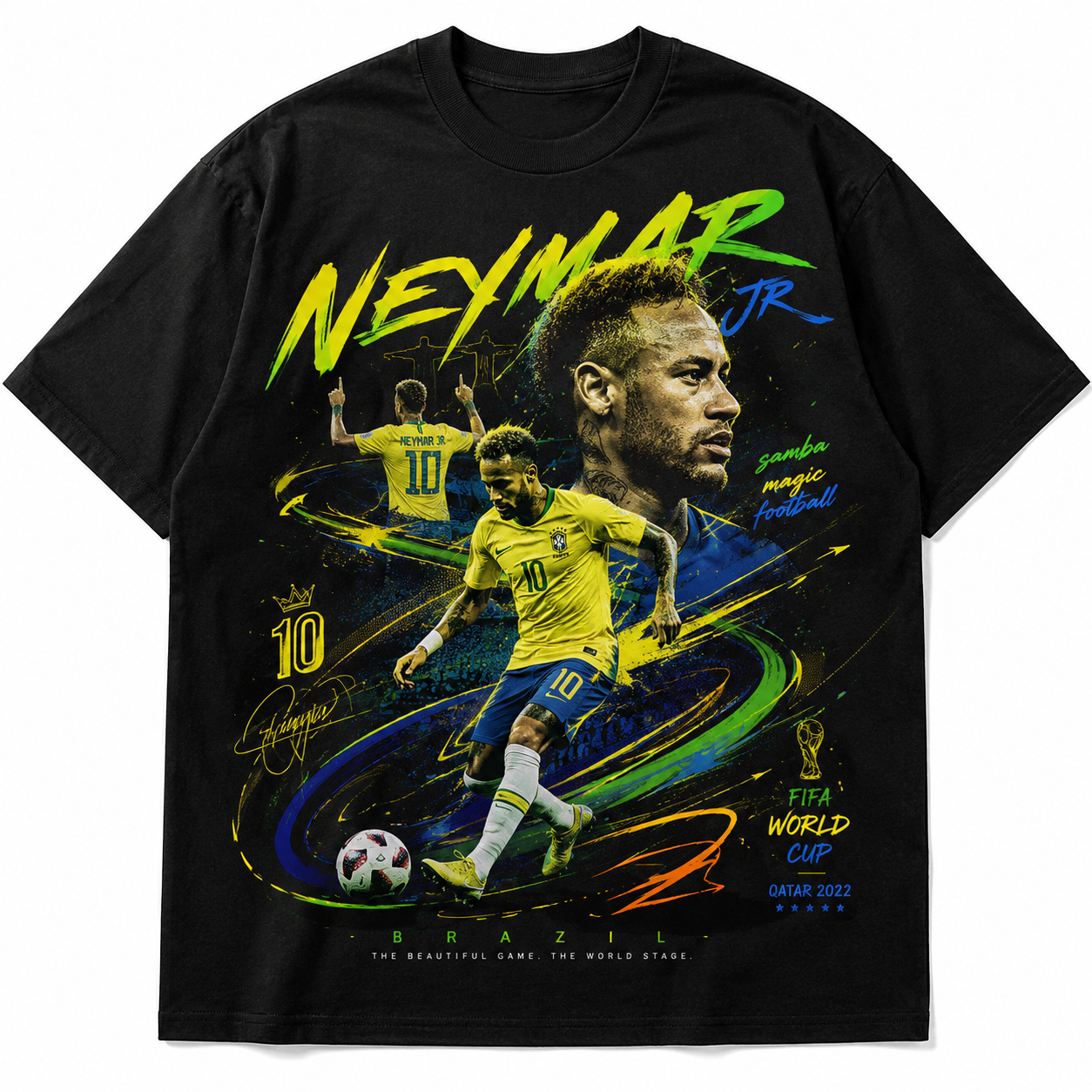 Neymar World Cup Printed T-Shirt  Unisex Loose Fit T-Shirt 100% Cotton Soft Comfortable Summer Casual Printed Top