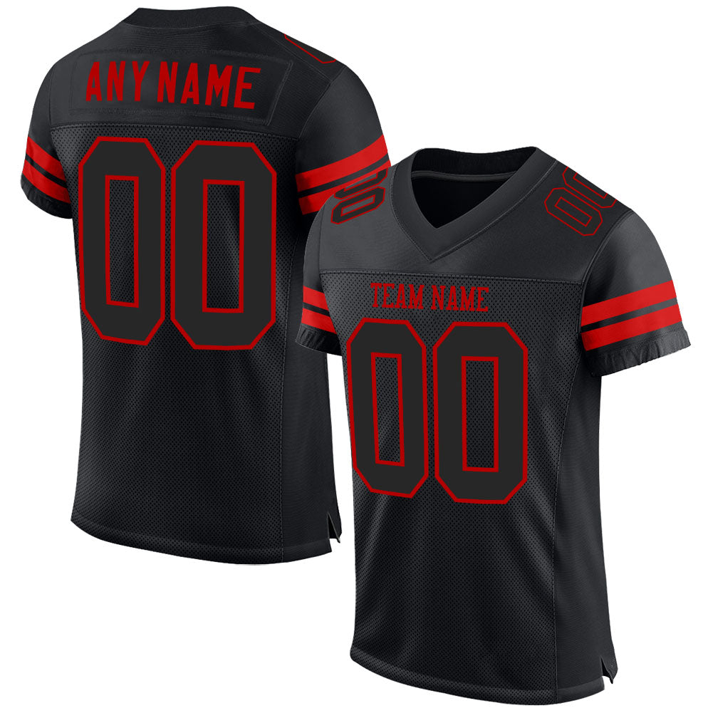 Custom Black-Red Mesh  Football Jersey