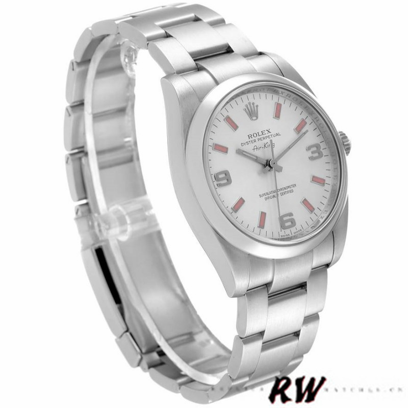 【Super Clone】Rolex Oyster Perpetual Air-King 114200 Silver Dial Pink Baton 34mm Unisex replica watch