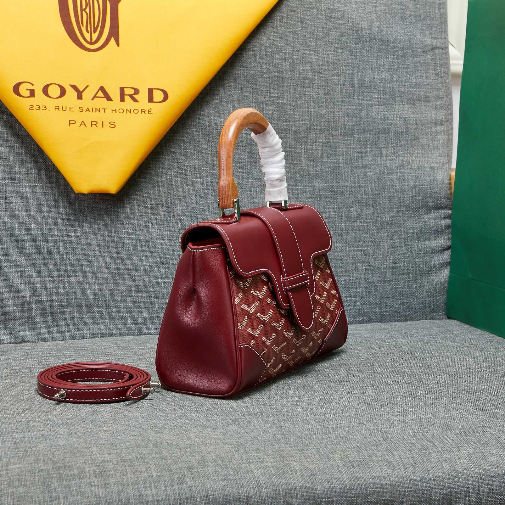 Goyard Saigon Souple Mini Bag Burgundy Canvas 20cm