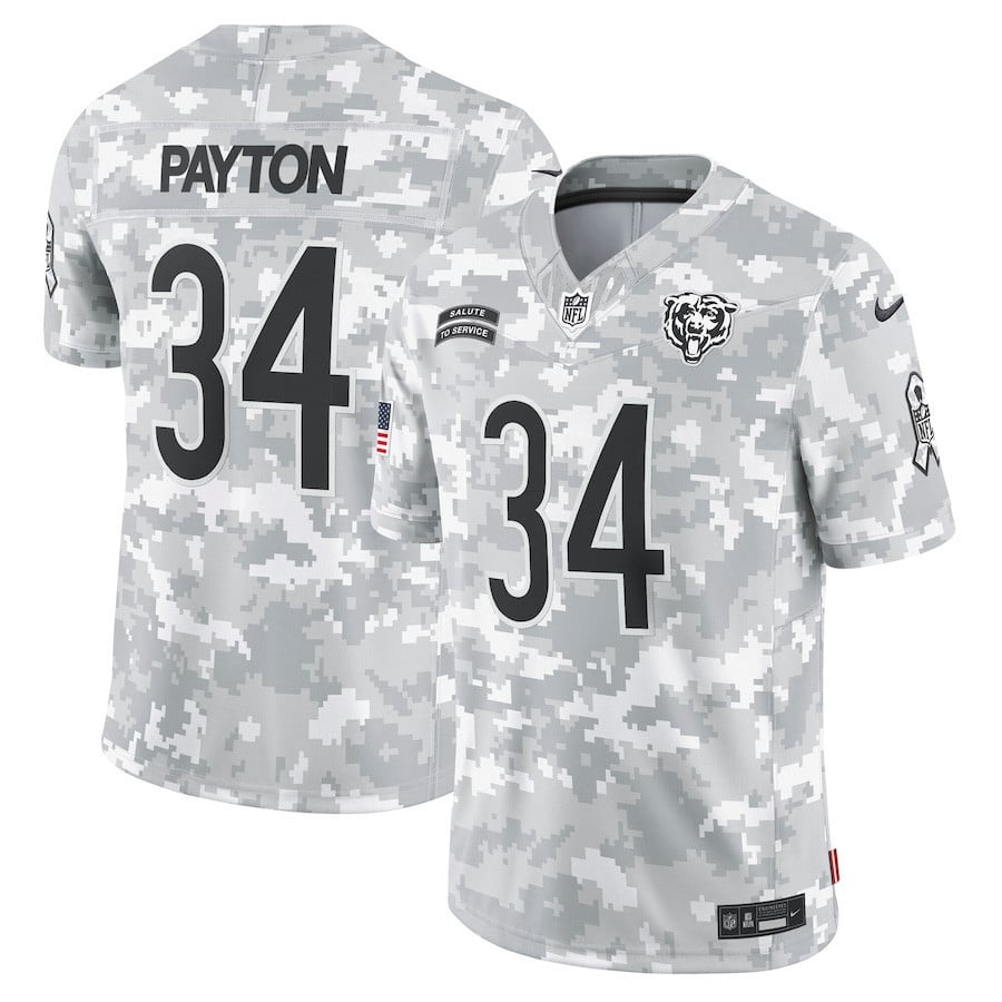 Walter Payton 34 Chicago Bears 2024 Salute to Service Retired Player Limited Men Jersey - Arctic Camo