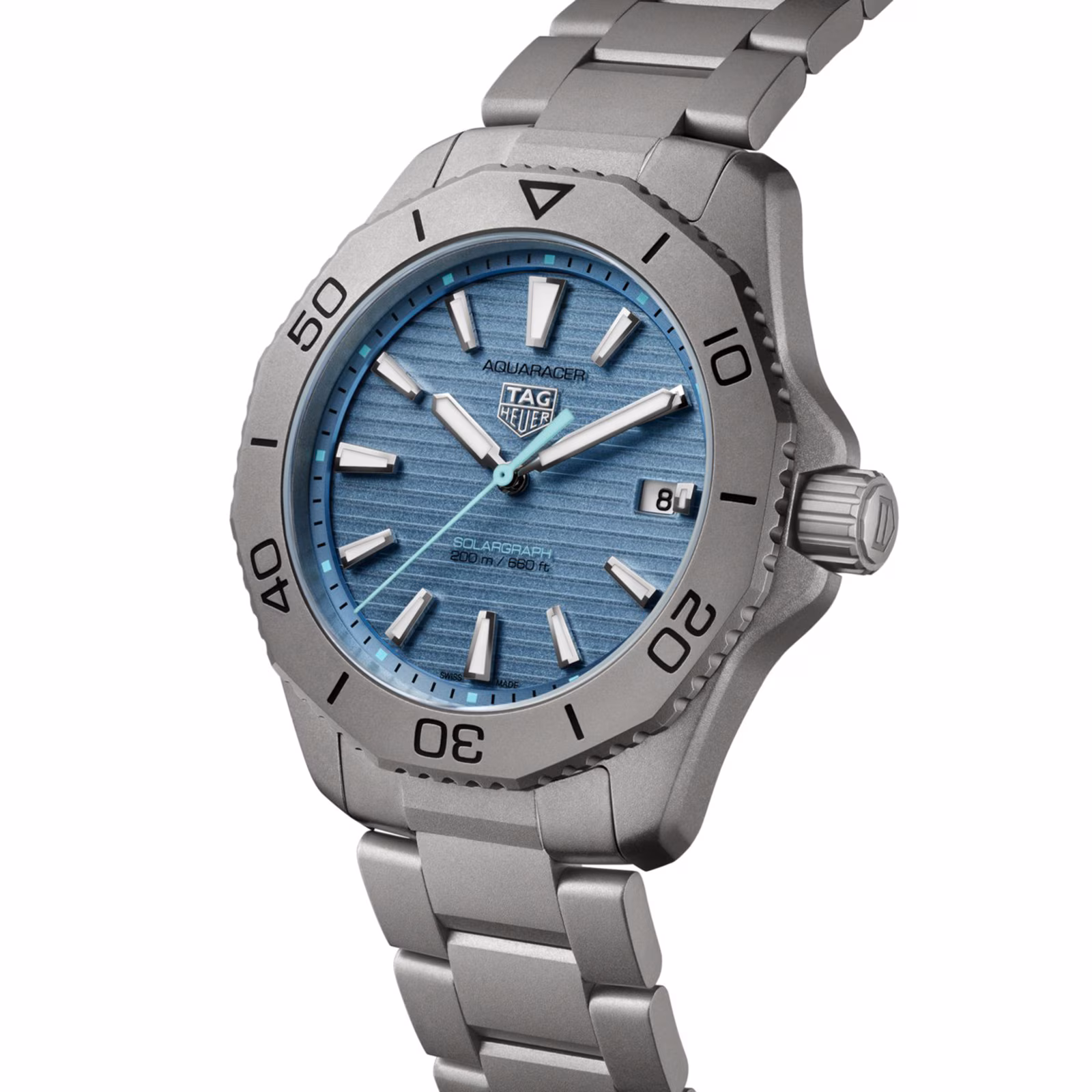 TAG Heuer Aquaracer Professional 200 Solargraph Titanium 40mm Mens Watch Blue WBP1182.BF0000