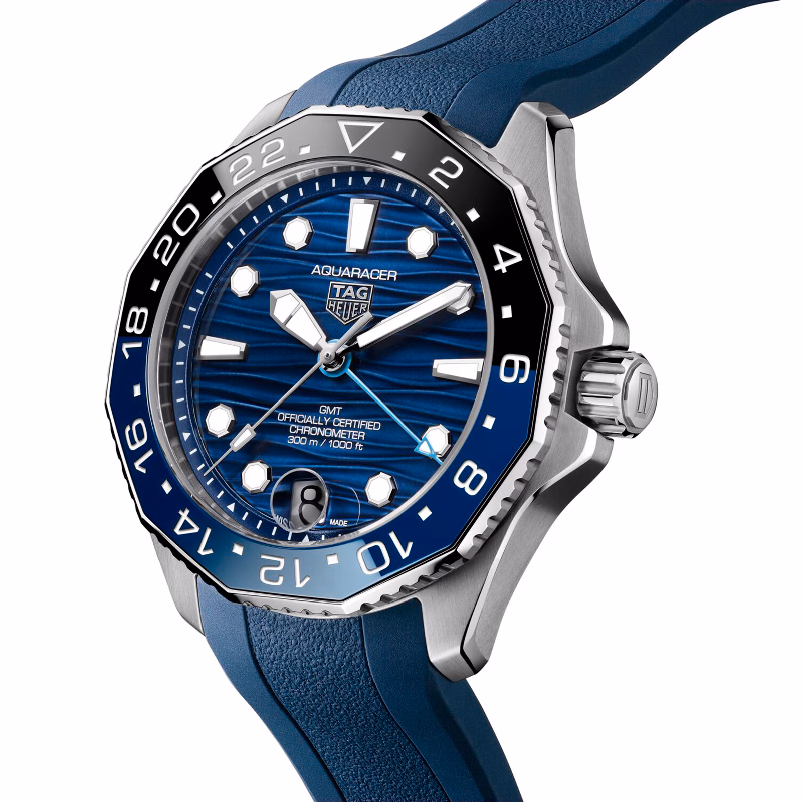 TAG Heuer Aquaracer Professional 300 GMT 42mm Mens Watch Blue Rubber WBP5114.FT6259