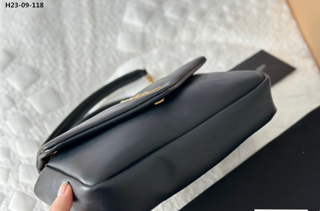 Saint Laurent Calypso Padded Leather Shoulder Bag Black 25Cm