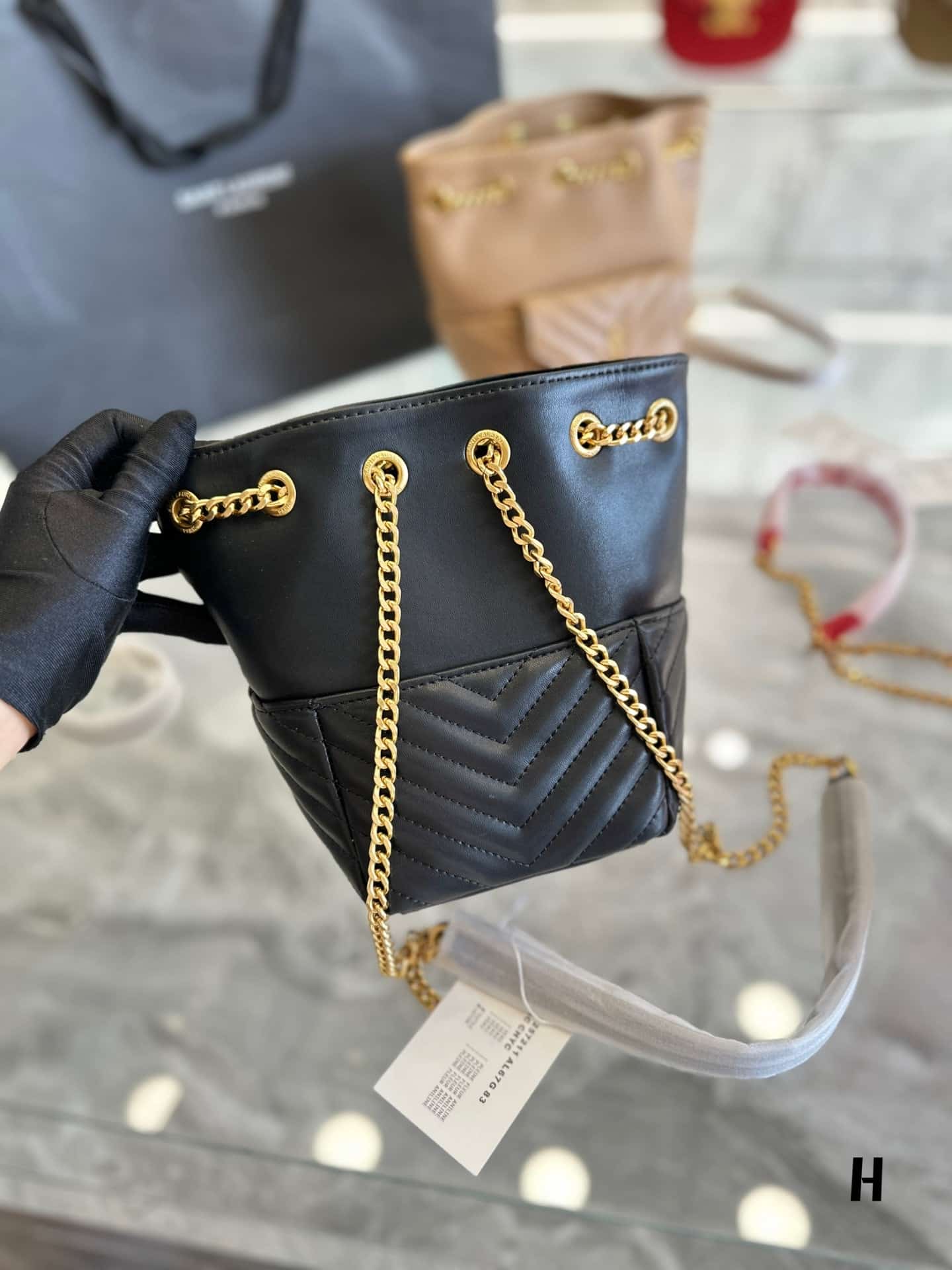 Saint Laurent Joe Mini Bucket Bag In Quilted Black 19Cm