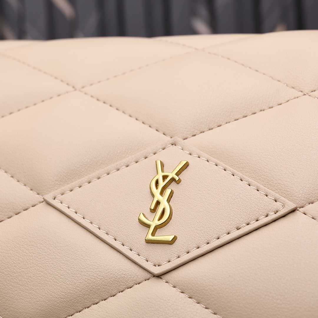 Saint Laurent Sade Puffy Leather Envelope Clutch Bag Beige