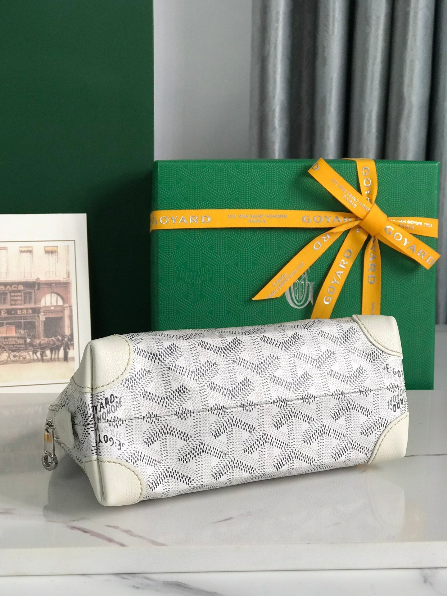 Goyard Vendôme Cosmetic Pouch 17cm White Goyardine Canvas And Calfskin Trim