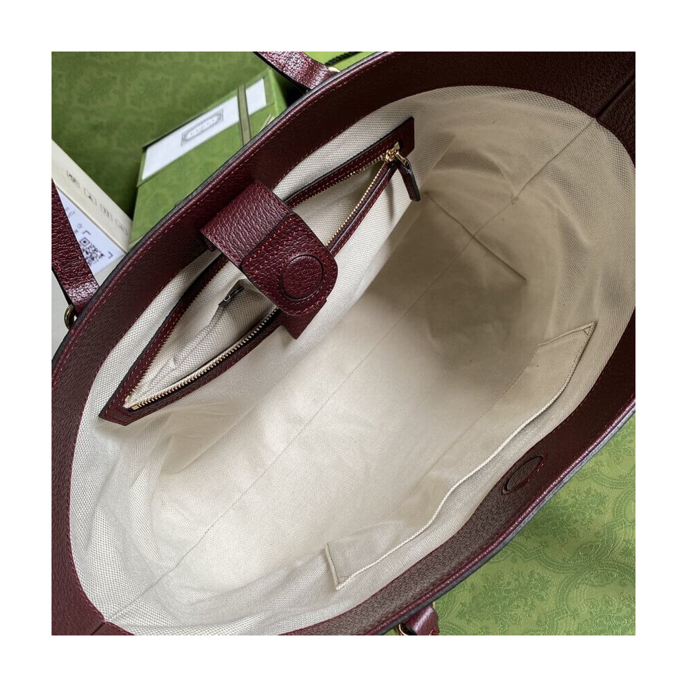 Gucci Ophidia Medium Tote With Web in Burgundy GG Canvas