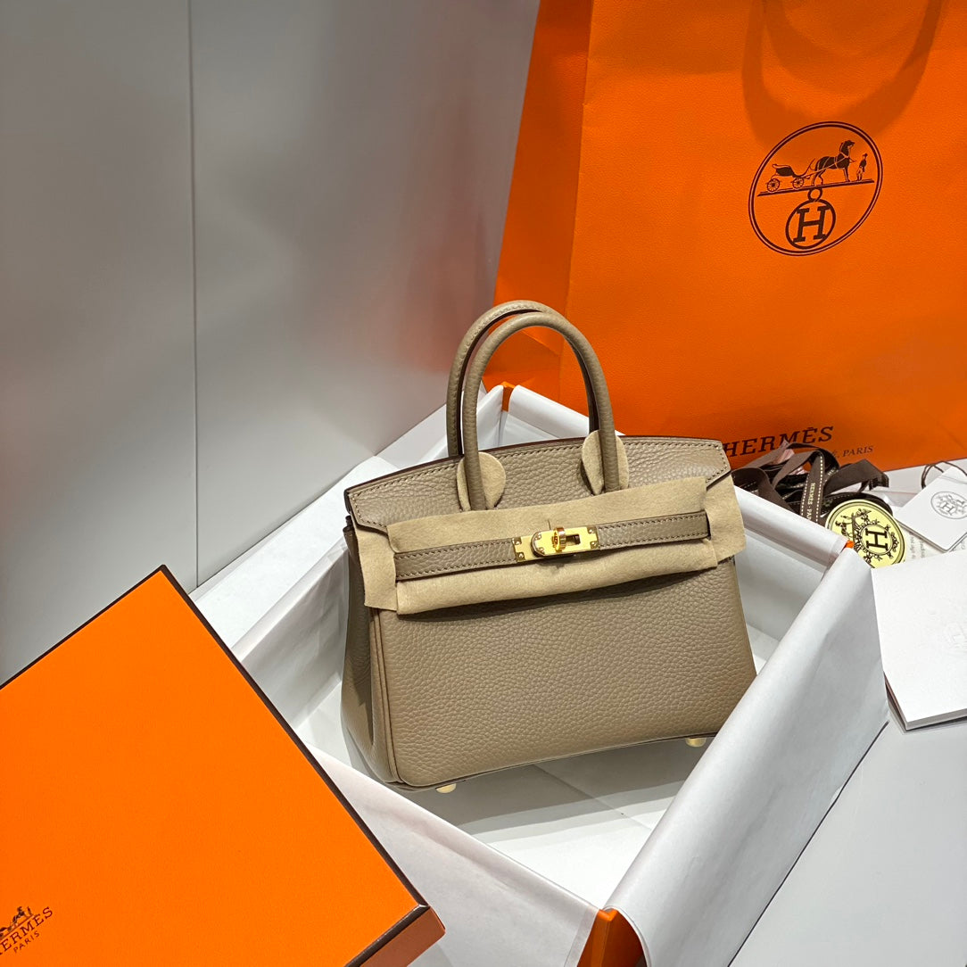 Hermes Birkin 20Cm Gris Tourterelle Togo Leather Gold Hardware
