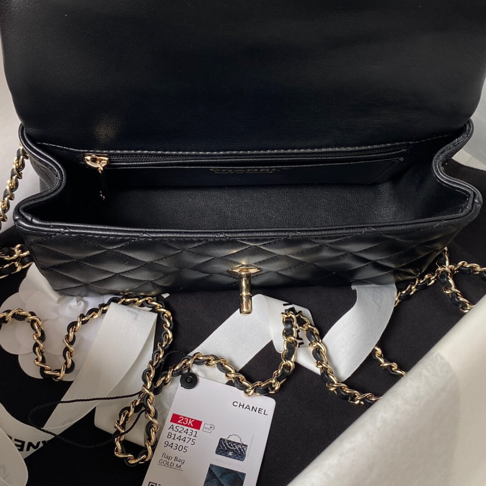 Chanel Mini Flap Bag With Metal Top Handle