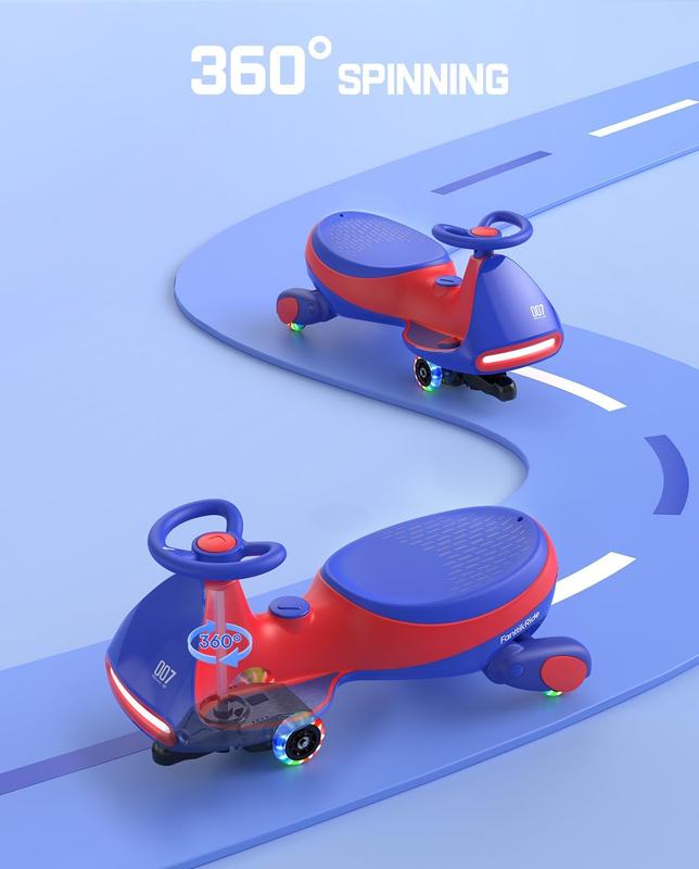 【Regalo  para niños】FanttikRide N7 Pro coche eléctrico 12V, con pedal, batería, CyberWiggle, coche de swing 2 en 1, 2 velocidades, anti vuelco, ruedas intermitentes, Bluetooth, a partir de 3 años, 150 libras,