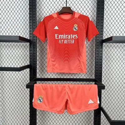 2025-26 Real Madrid Orange Color Goalkeeper Kids Football jersey