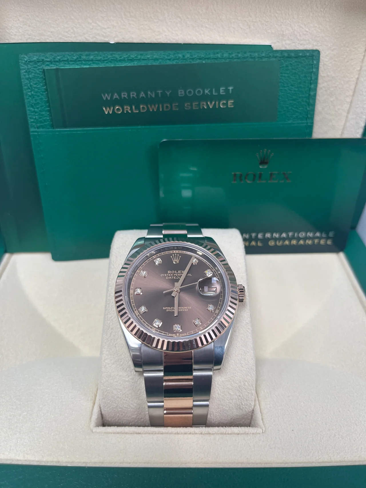 【Super Clone】RLX Datejust 41mm 126331 Datejust Chocolate Diamond Oyster Steel and Everose Gold Watch
