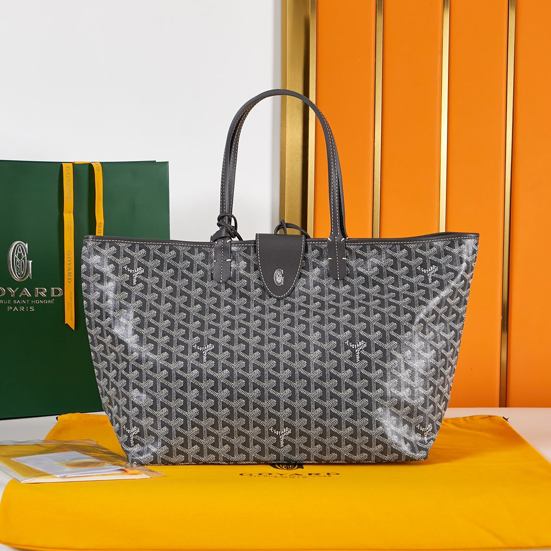 Goyard Saint Louis Pm 34Cm Grey Canvas Chevroches Calfskin