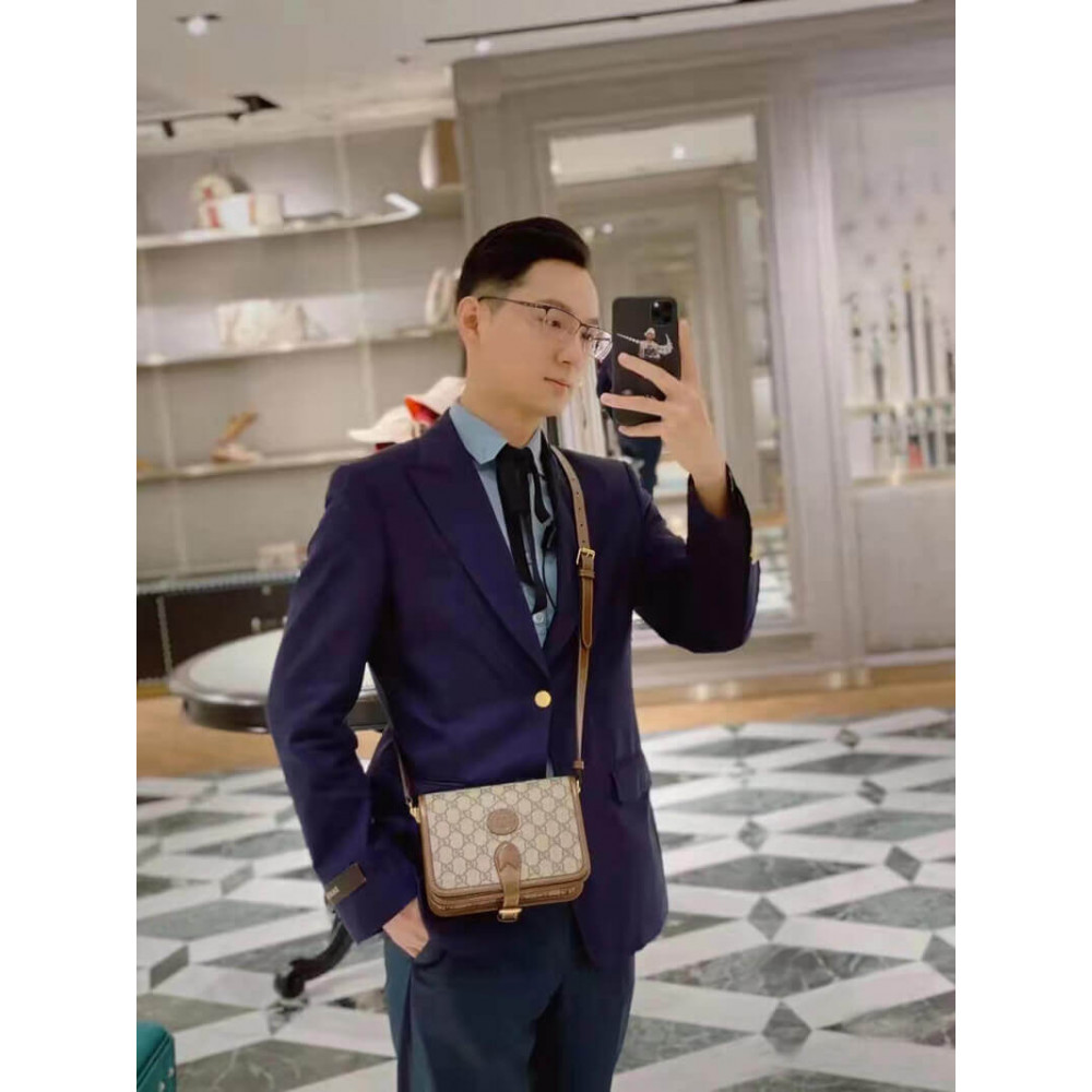 Gucci Mini Shoulder Bag with Interlocking G in GG Supreme