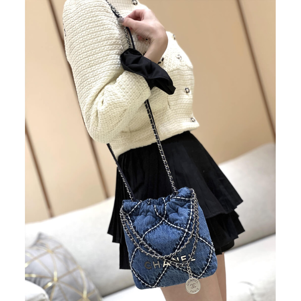 Chanel 22 Mini Handbag in Stitched Denim