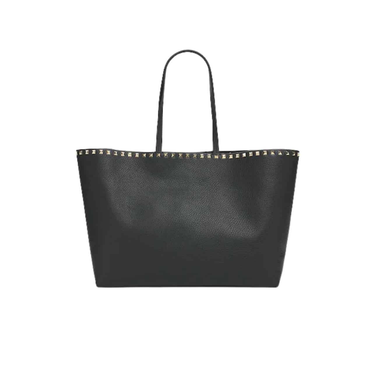 Valentino Garavani Rockstud Grainy Calfskin Tote Bag Black 35Cm 4W2B0B70Vsf 0No
