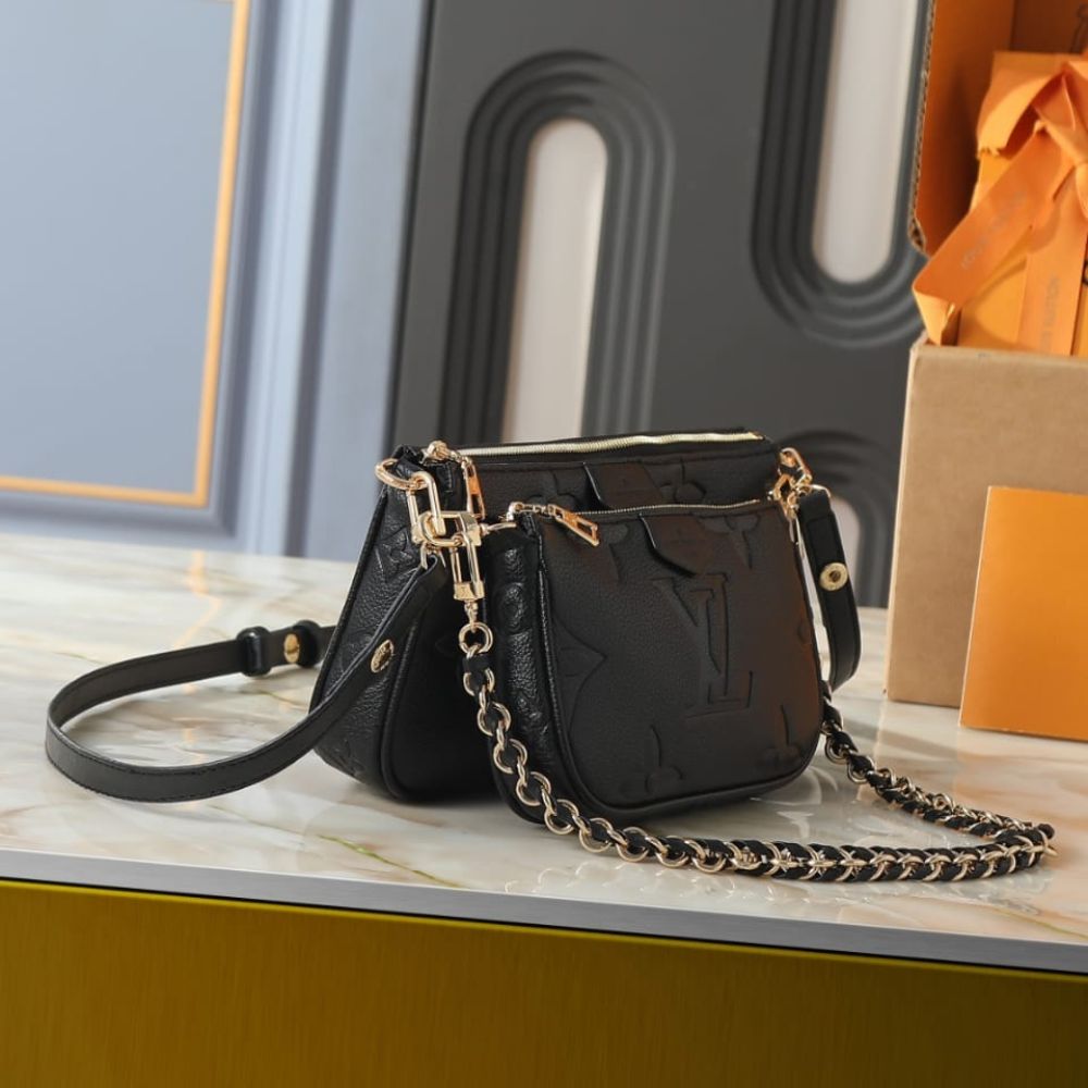 Louis Vuitton Multi Pochette Accessoires Monogram Empreinte Black 25Cm M80399