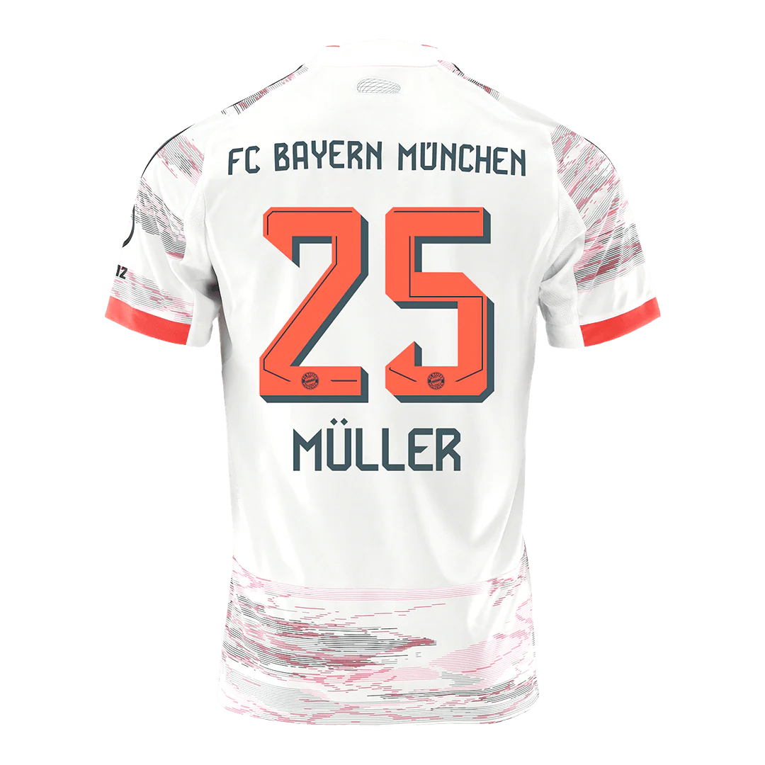 MÜLLER #25 Bayern Munich Away Soccer Jersey 2025/26 White