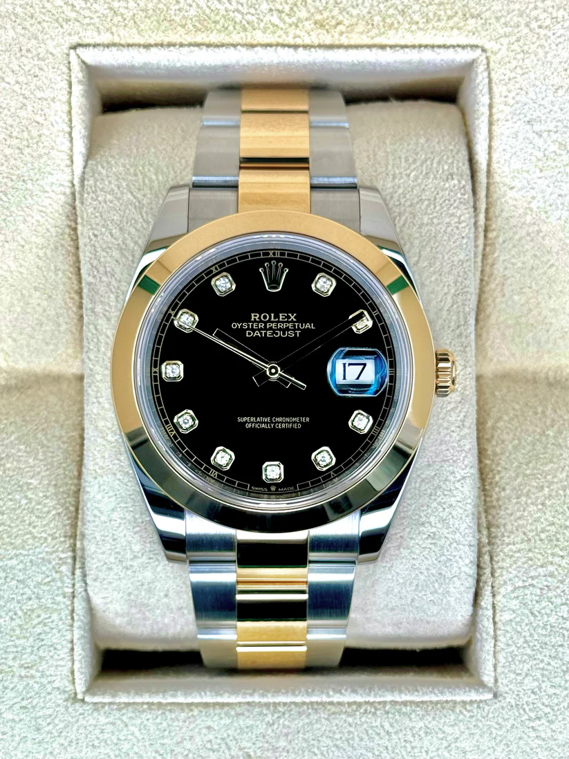 【Super Clone】RLX Datejust 41mm 126303 Black Diamond Oyster Steel and Yellow Gold Mens Watch