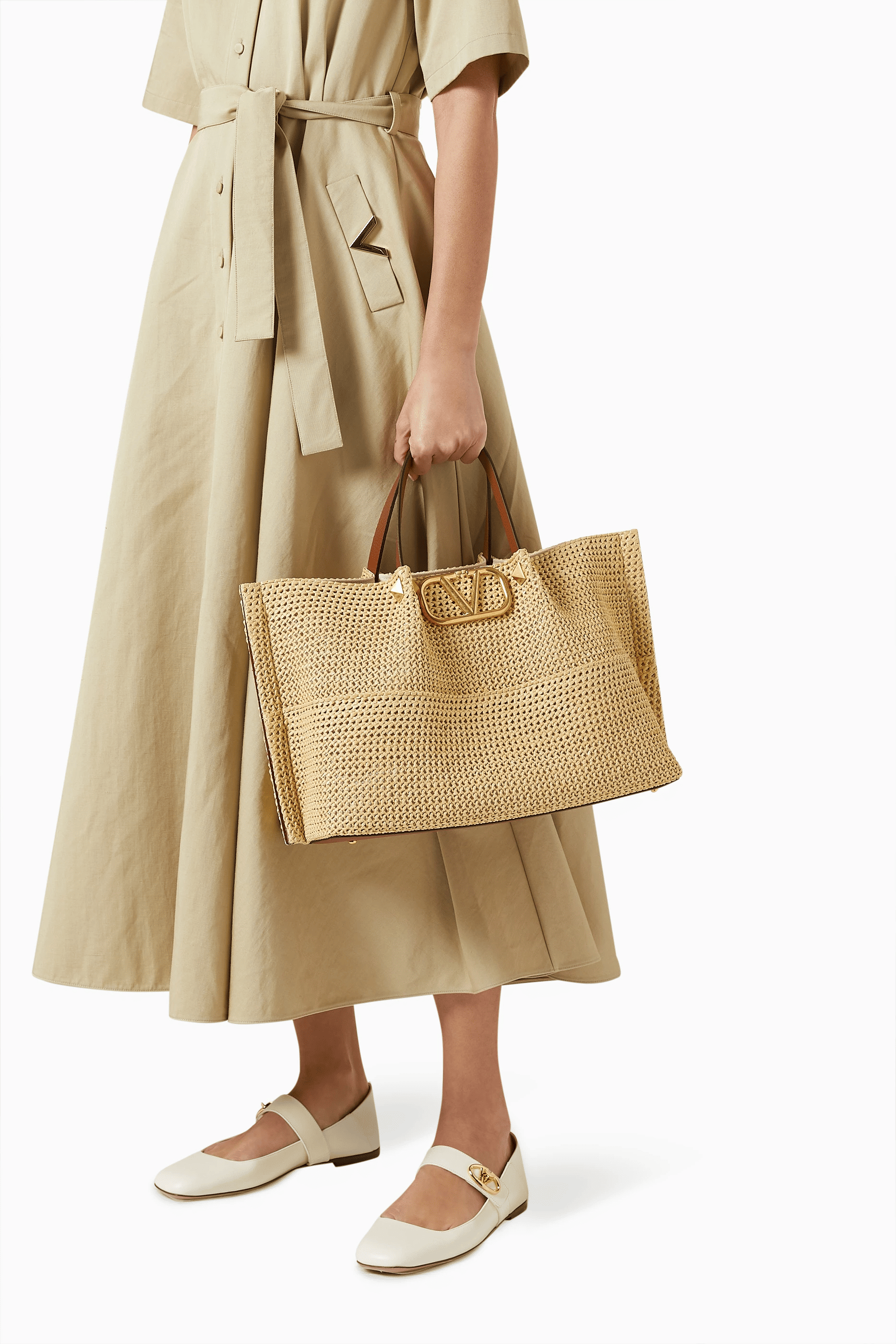 Valentino Garavani Summer Woven Natural Brown Leather Tote Bag 35cm/13.8in