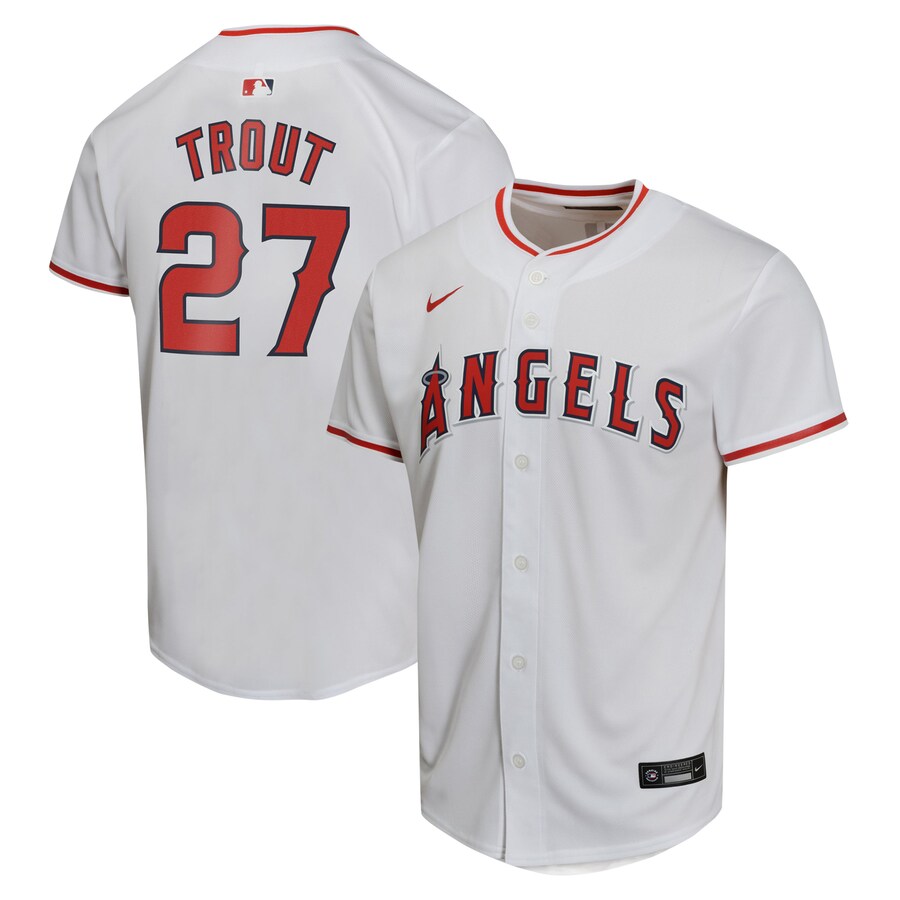 Mike Trout Los Angeles Angels Youth Home Game Player Jersey White