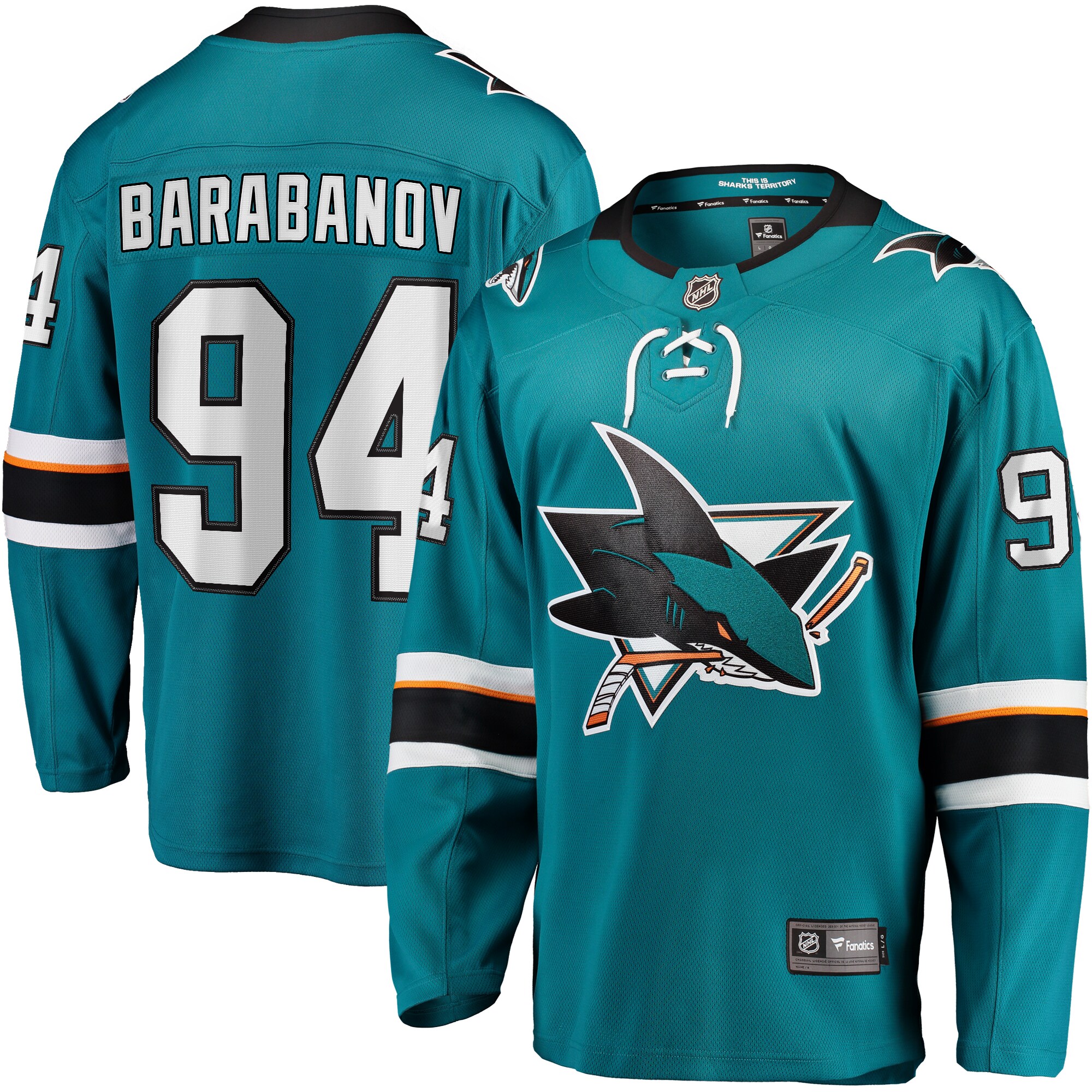 Alexander Barabanov San Jose Sharks Fanatics Home Breakaway Jersey – Teal