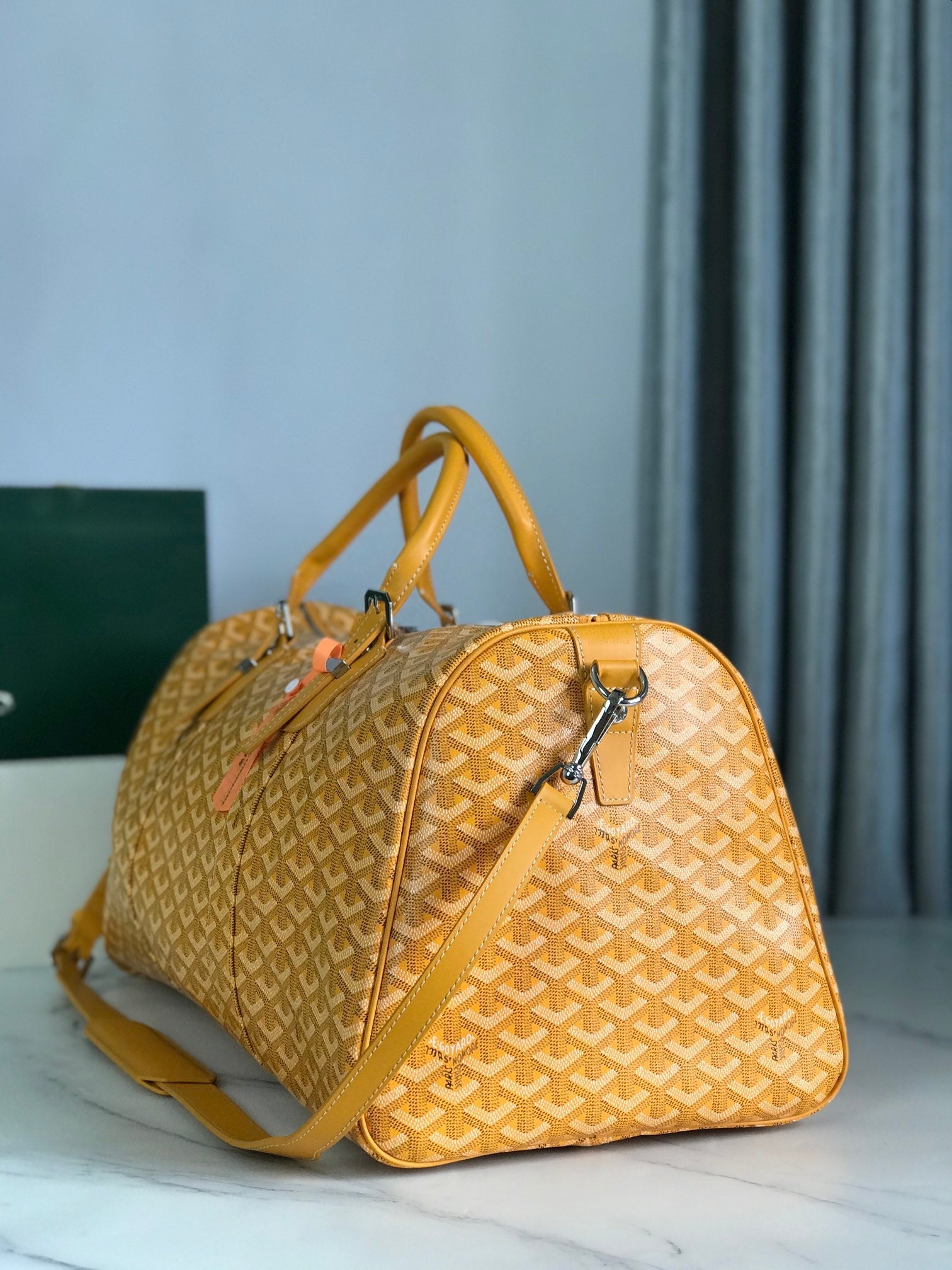 Goyard Boston 50cm Bag Yellow Goyardine Canvas And Calfskin Trim