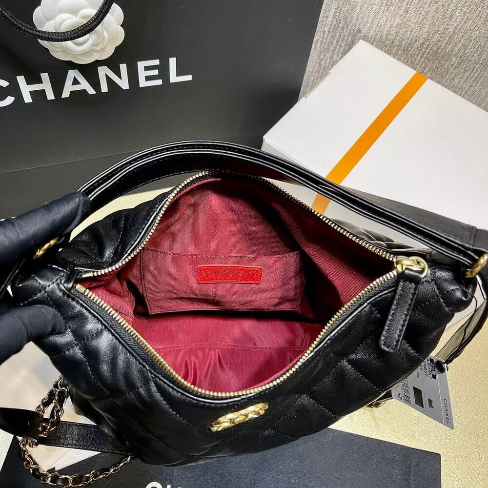 Chanel Hobo Bag in Black Lambskin