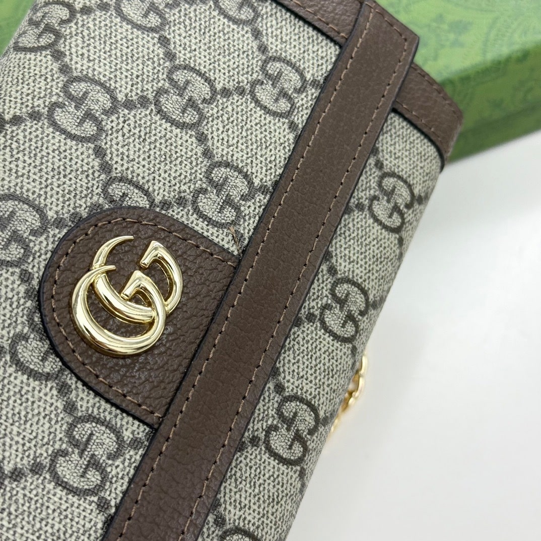 Gucci Ophidia Chain Wallet Beige Gg Supreme Canvas 19Cm 772309K9Gsg8367
