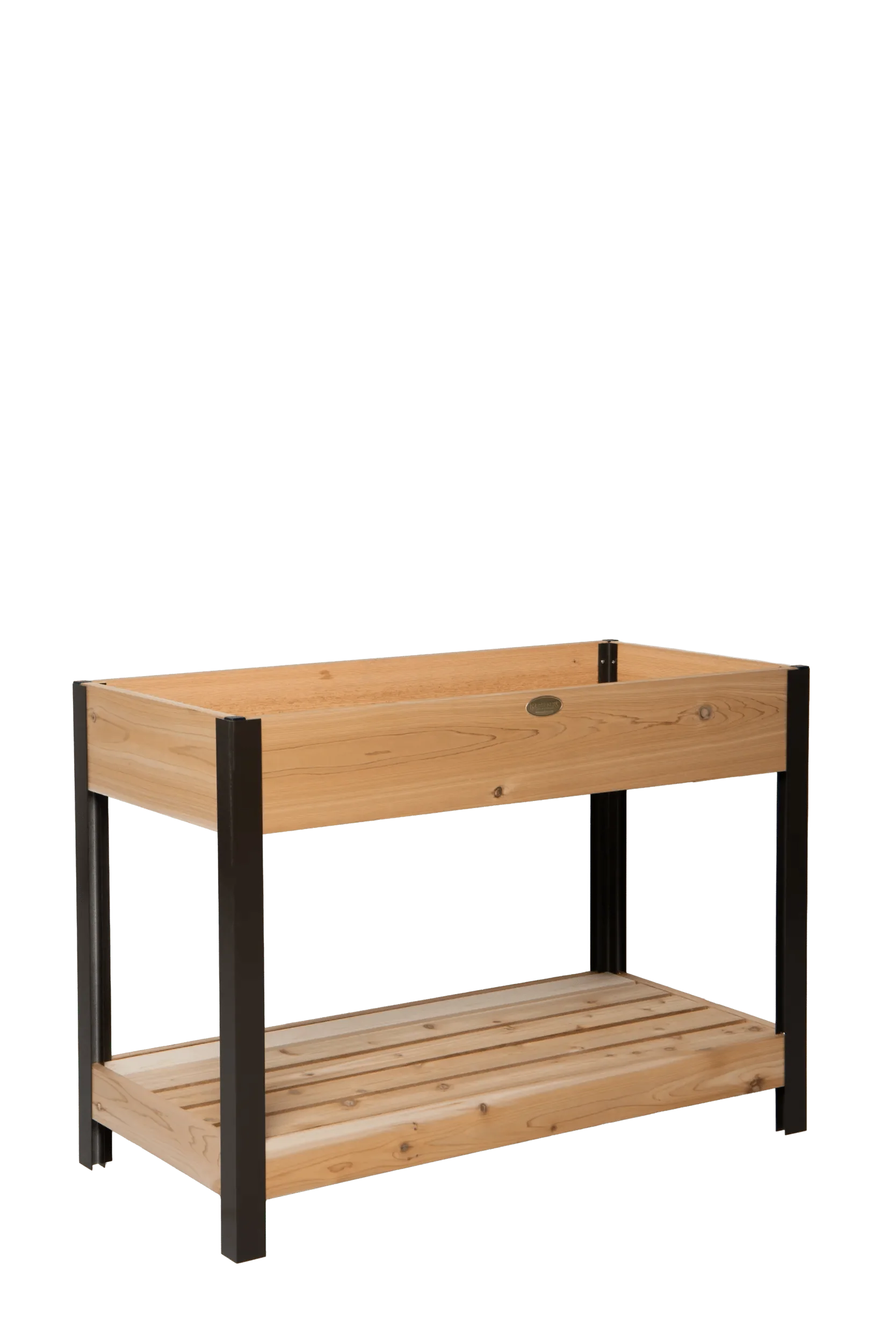 Elevated Cedar Patio Garden with Shelf, 2' x 4'