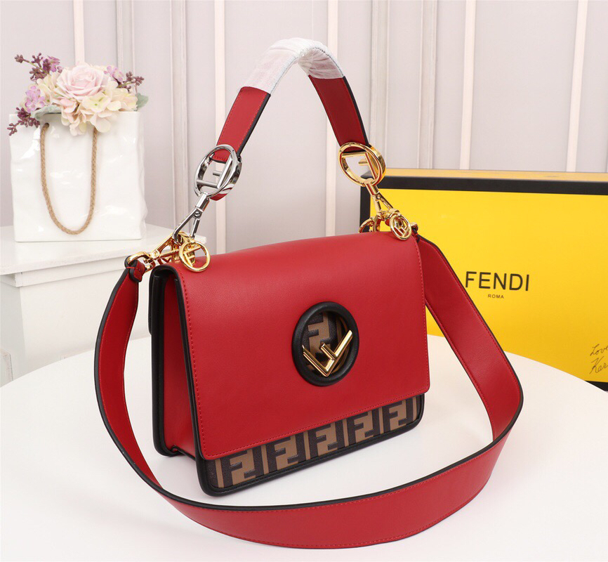 Fendi Kan I F Logo Red Bag 25Cm